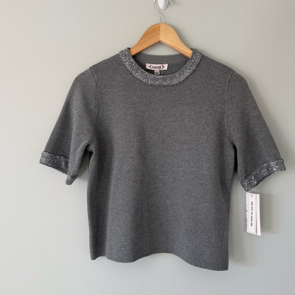 NWT Nanette Lepore Top with Sequin Trim - Picture 1 of 10